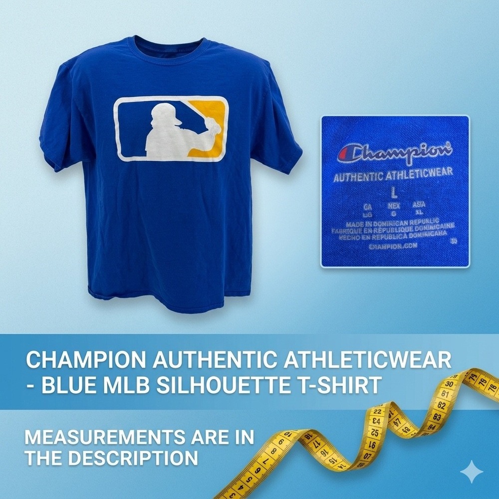 Champion Authentic Blue MLB Batter Silhouette‎ Graphic T-Shirt Men's Large